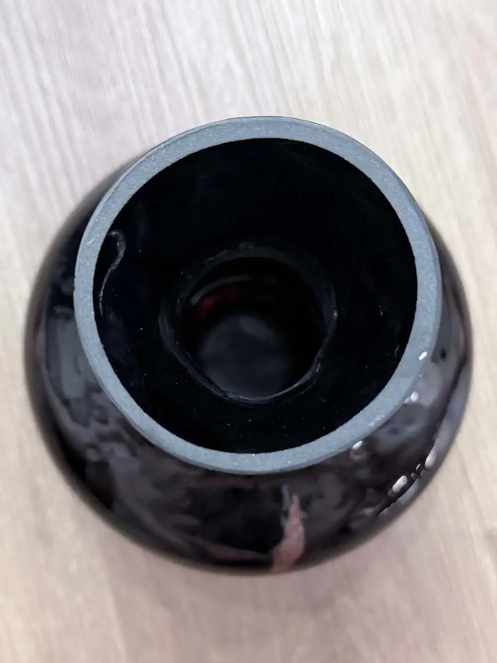 Vintage Mid-Century Modern Black Glass Vase with Metallic Drip Detail